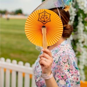 Vueve Clicquot Yellow handheld Fan From NY Polo Classic Event